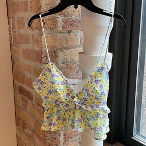 NWT Floral Ruffle Crop Top